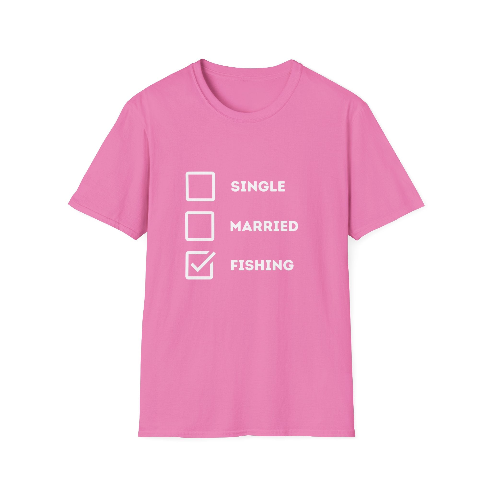 Unisex Softstyle "Single Married Fishing Check Box" T-Shirt - Comfortable Everyday Wear