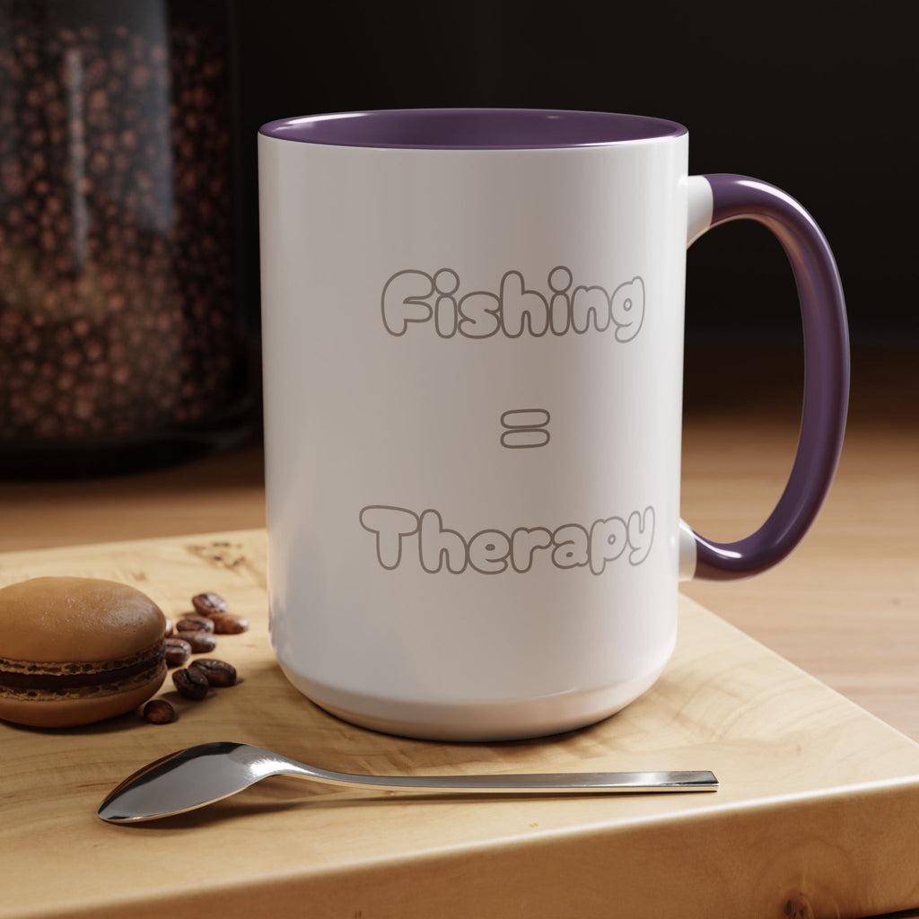 "Fishing = Therapy" Accent Coffee Mug (11, 15oz)