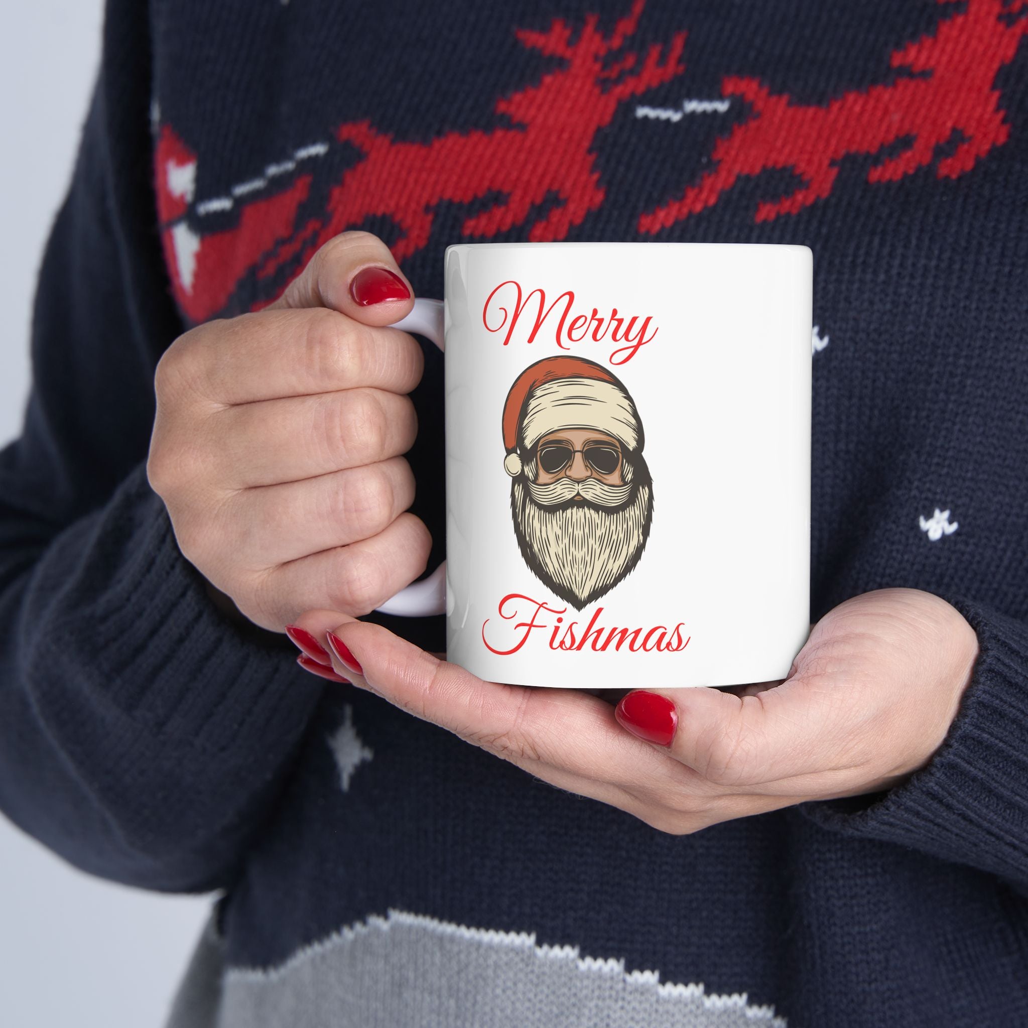 Merry Fishmas Ceramic Mug — "Merry Fishmas" Holiday Coffee Cup (11oz & 15oz)