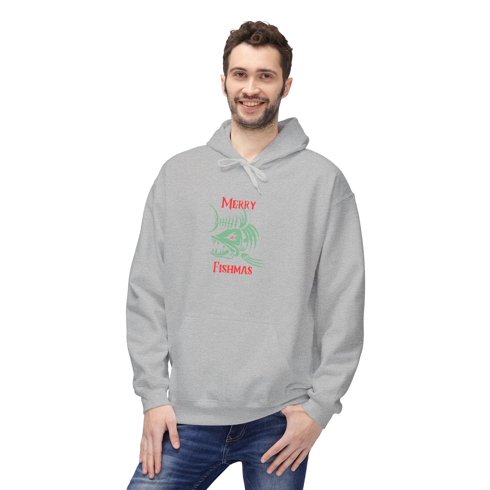 "Merry Fishmas" Hoodie — Holiday Fishing Graphic Pullover