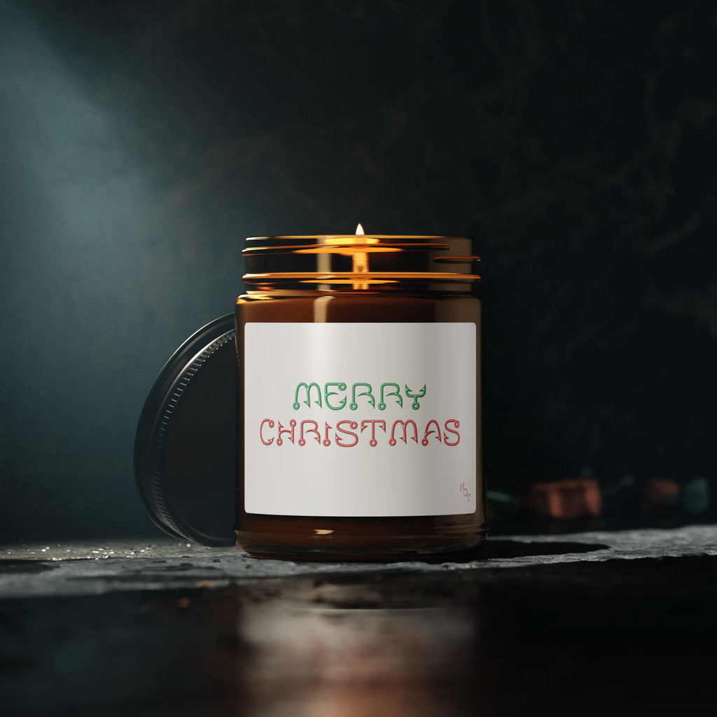 Merry Christmas Scented Soy Candle — Amber Jar Holiday Candle