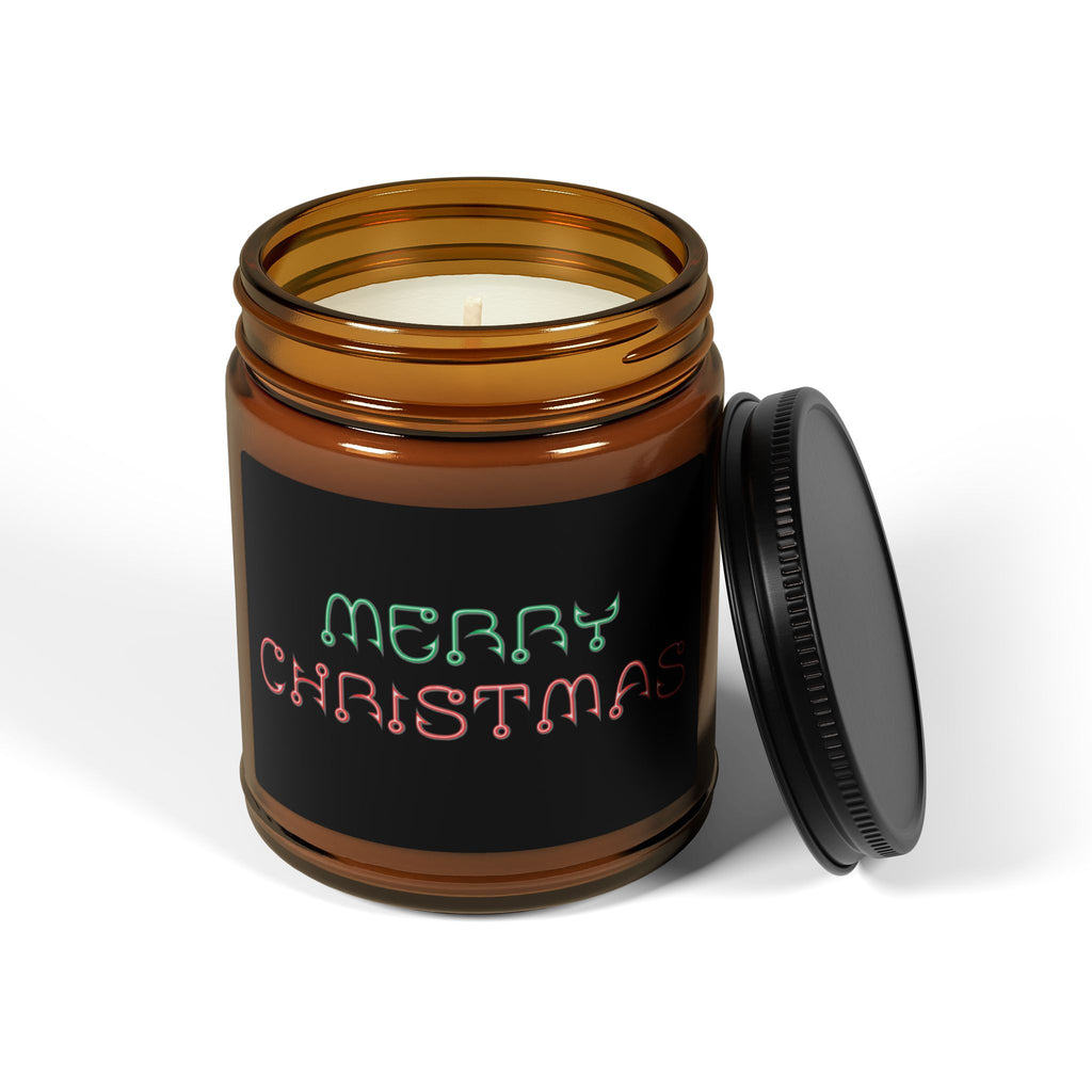 Christmas Scented Soy Candle — “Merry Christmas” Fishing Hook Amber Jar (Multiple Sizes)