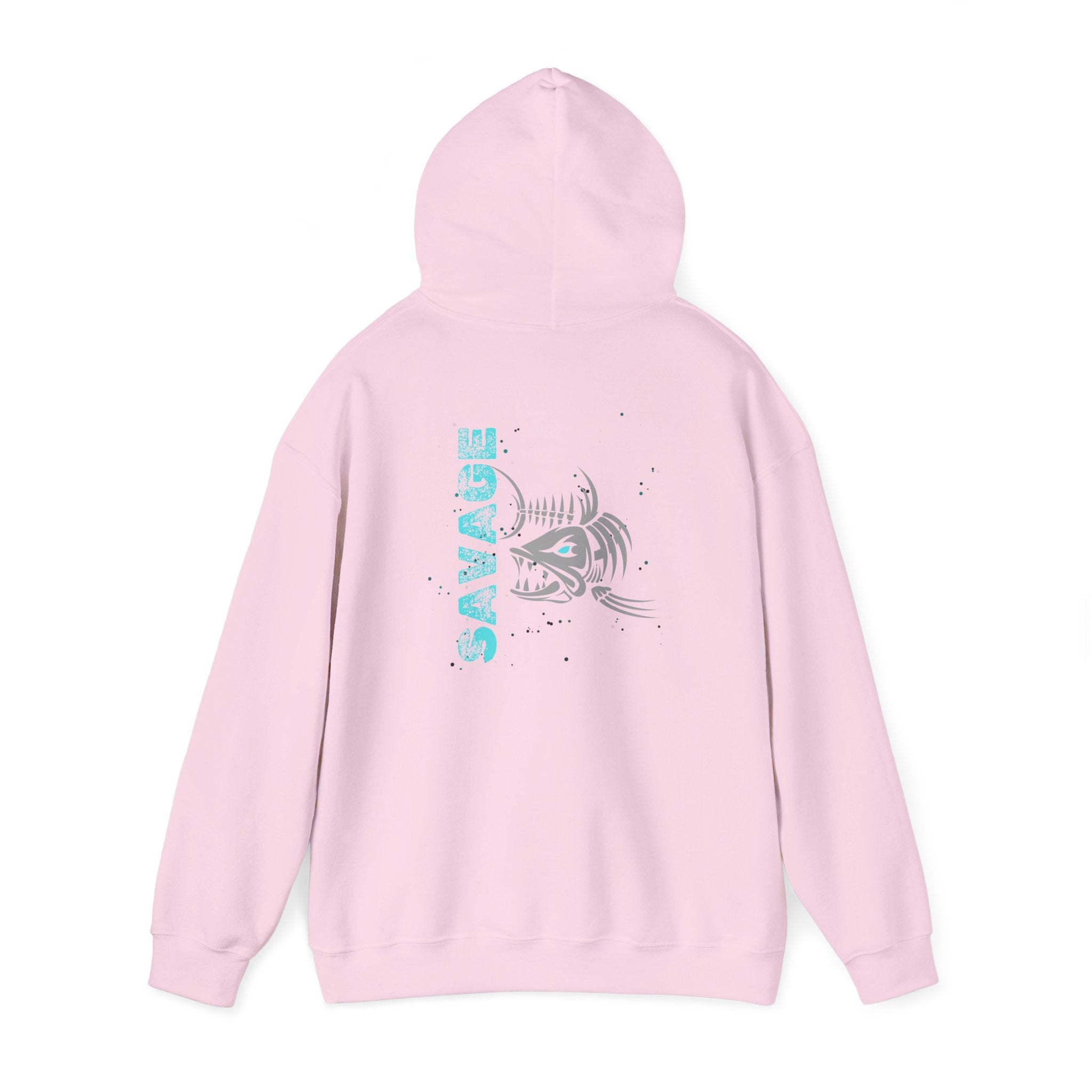 "Savage" Fish Hoodie - Retro Aqua Graphic Hooded Sweatshirt