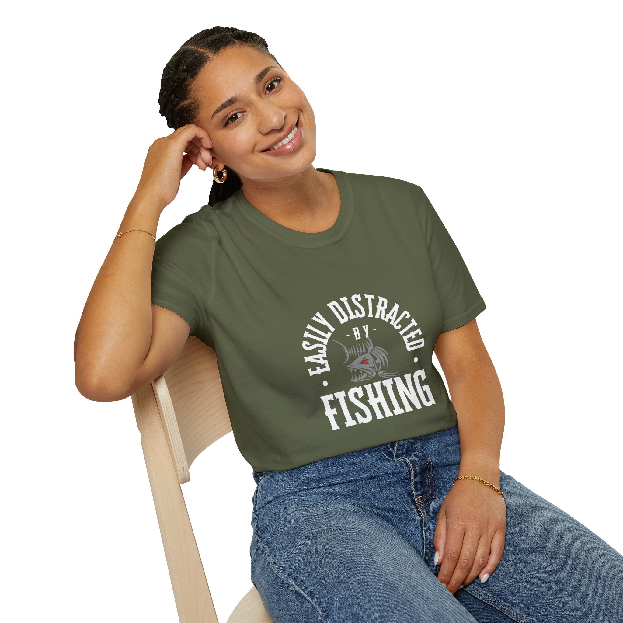 "Easily Distracted by Fishing" Unisex Softstyle T-Shirt