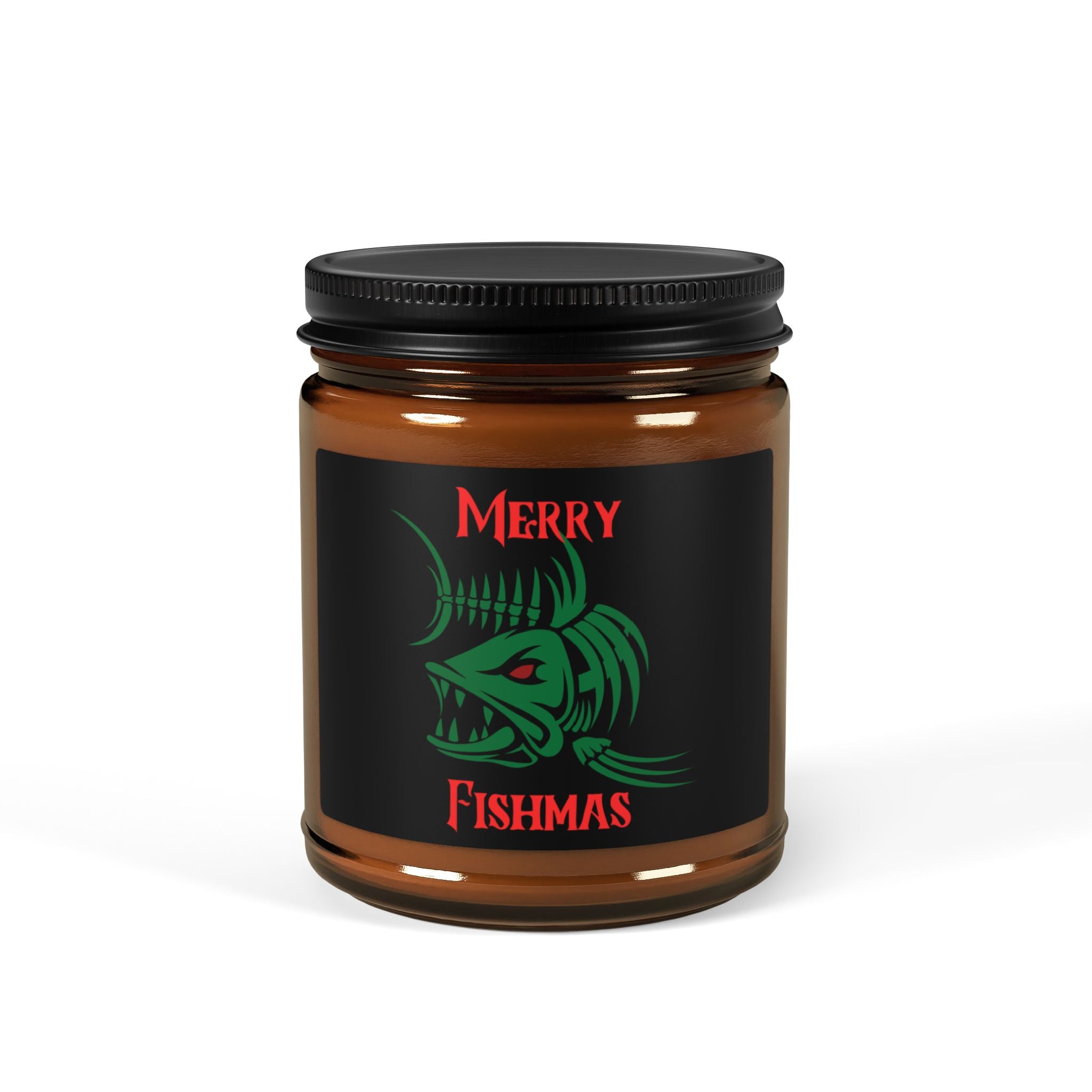 Merry Fishmas Soy Candle — Amber Jar Holiday Scented Candle