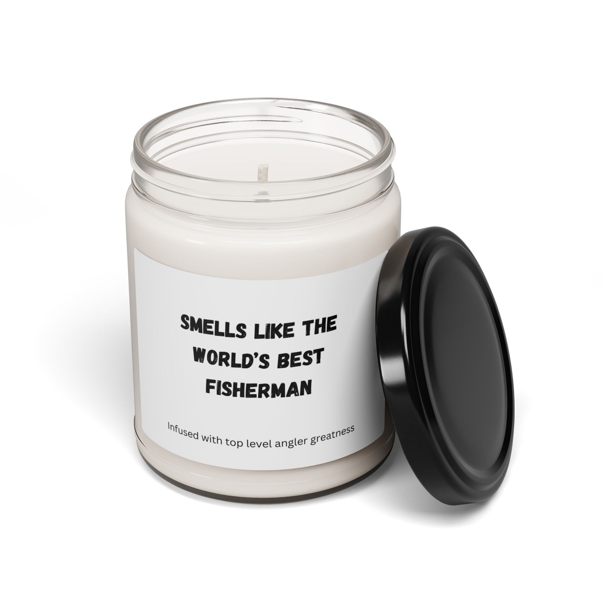 "Smells Like The World's Best Fisherman" Scented Soy Candle, 9oz. #fishing #fisherman #fish #candle #worldsbest