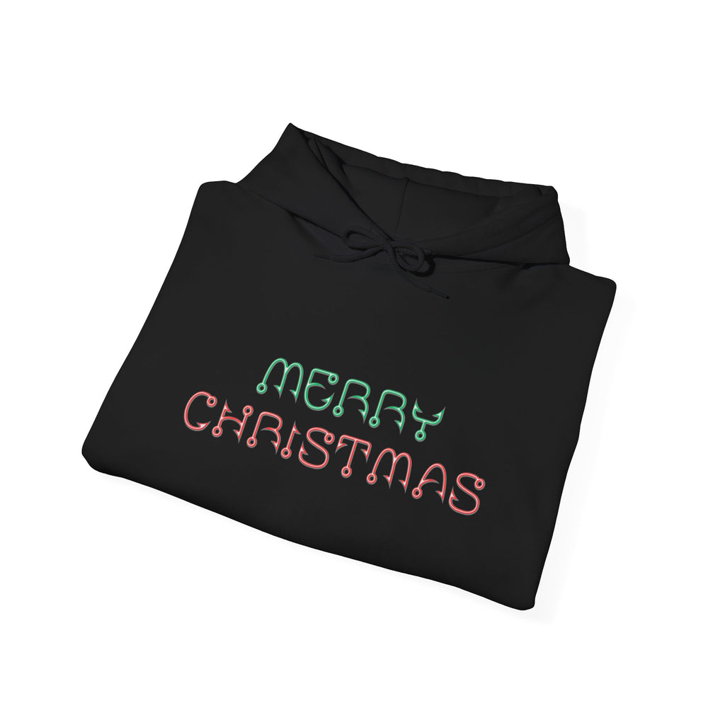 Merry Christmas Fishing Hook Script Hoodie — Cozy Holiday Sweatshirt