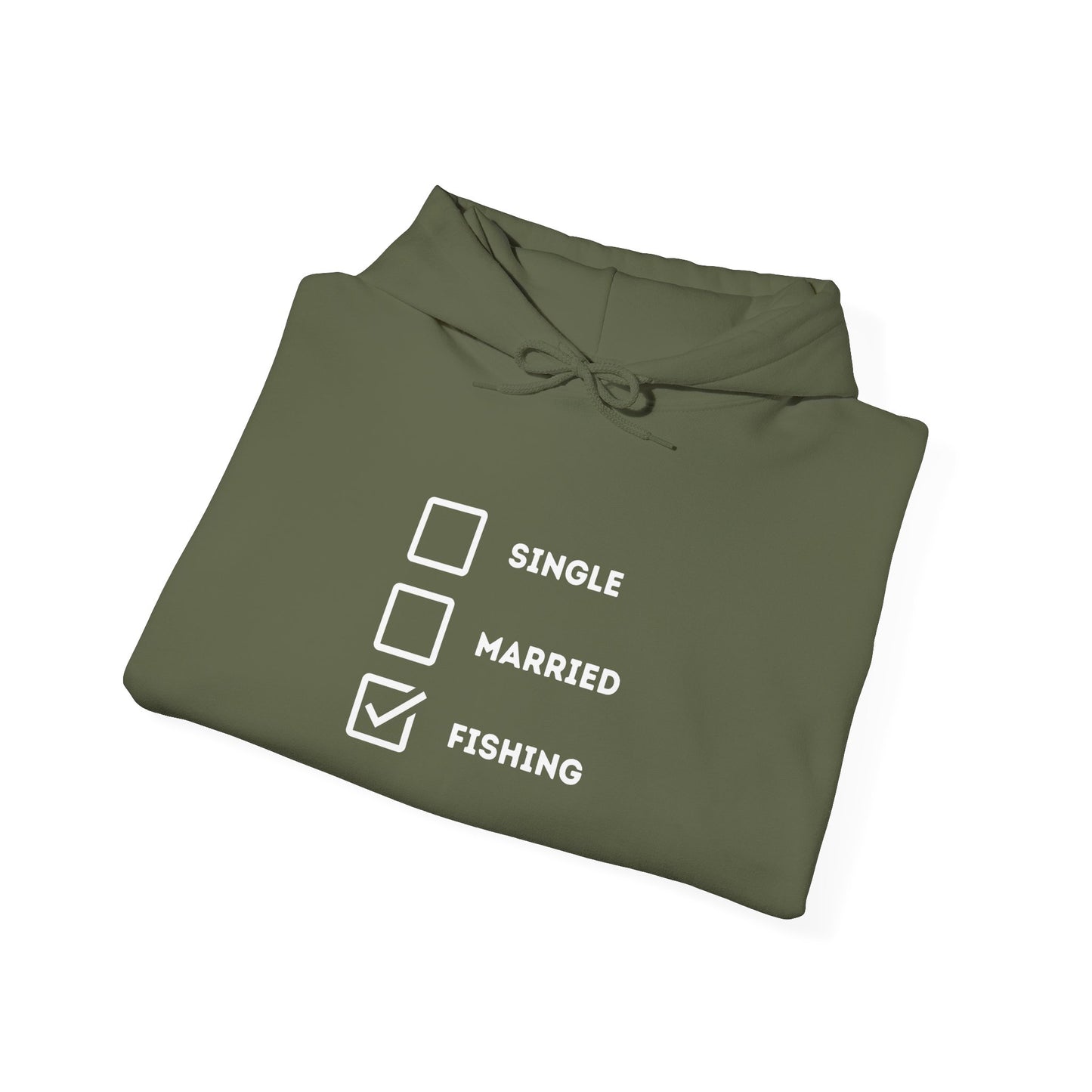 Fishing Humor Unisex Hoodie - "Single, Married, Fishing Checkbox" Design -Perfect for Anglers