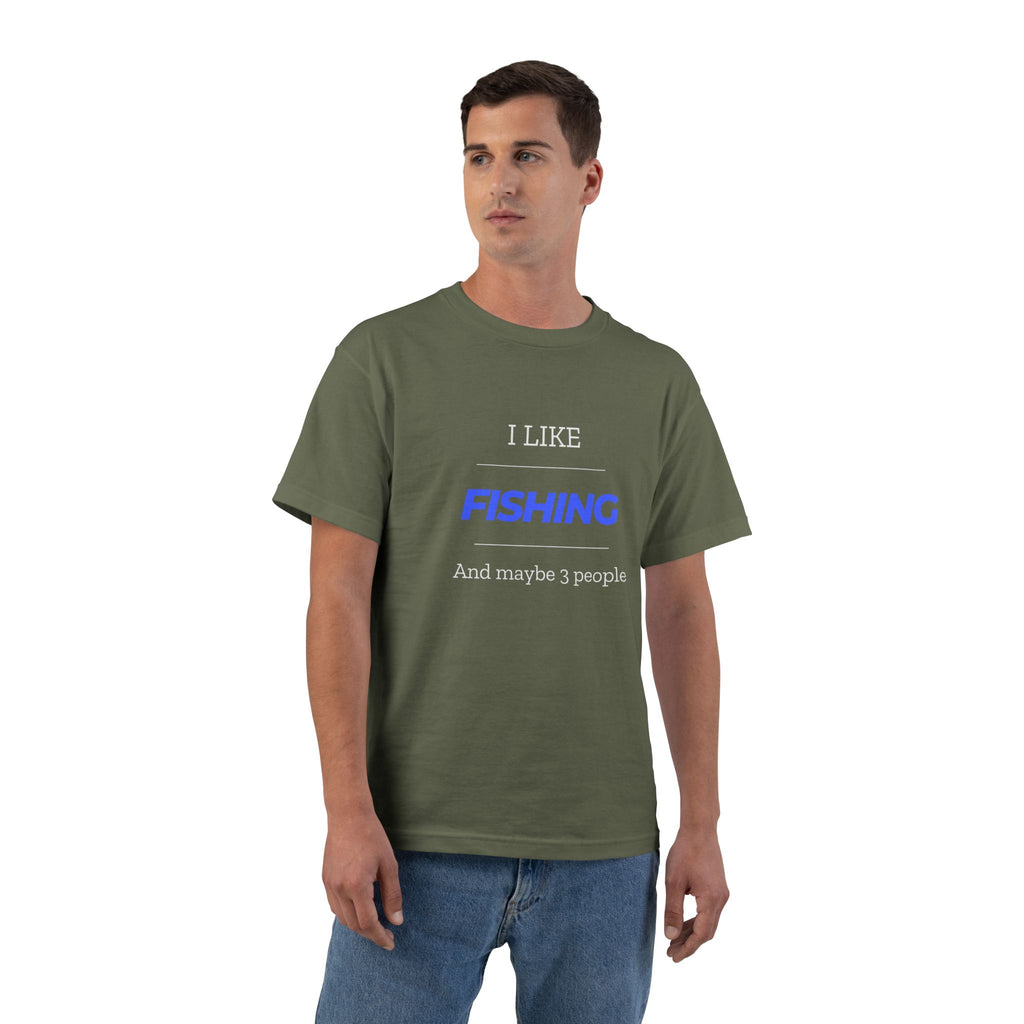 "I Like Fishing and Maybe 3 People" Beefy-T®  Short-Sleeve T-Shirt. #fishing #fish #fisherman #outdoors #dadgift
