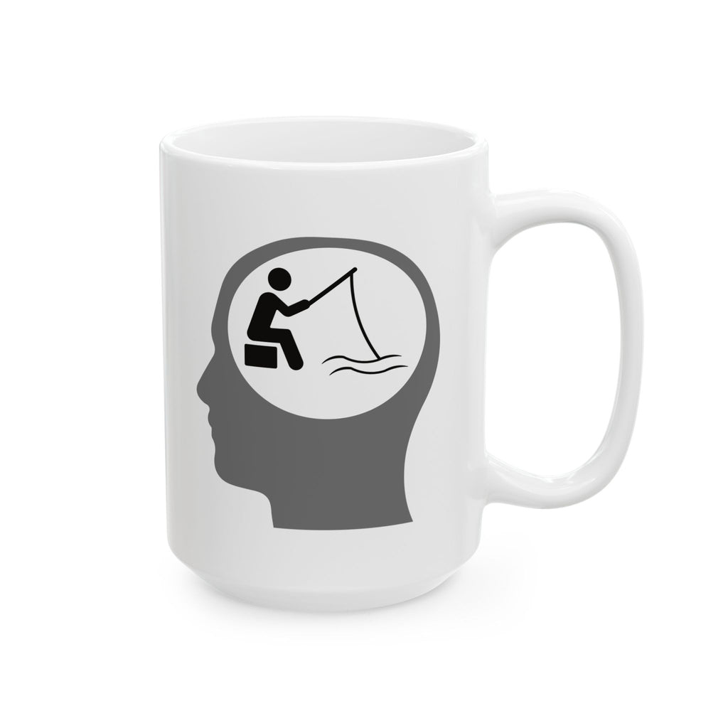 "Fishing On The Brain" Ceramic Mug, (11oz, 15oz). #fishing #fish #fisherman #coffeemugs #outdoors #coffee