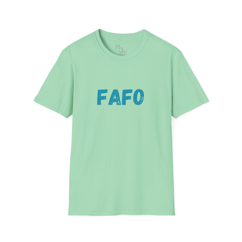 Humorous Unisex Softstyle T-Shirt - "Fish Around and Find Out - FAFO" Shark Design