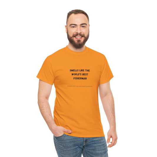 "Smells Like the World's Best Fisherman" Unisex Heavy Cotton Tee - Perfect Fishing Gift