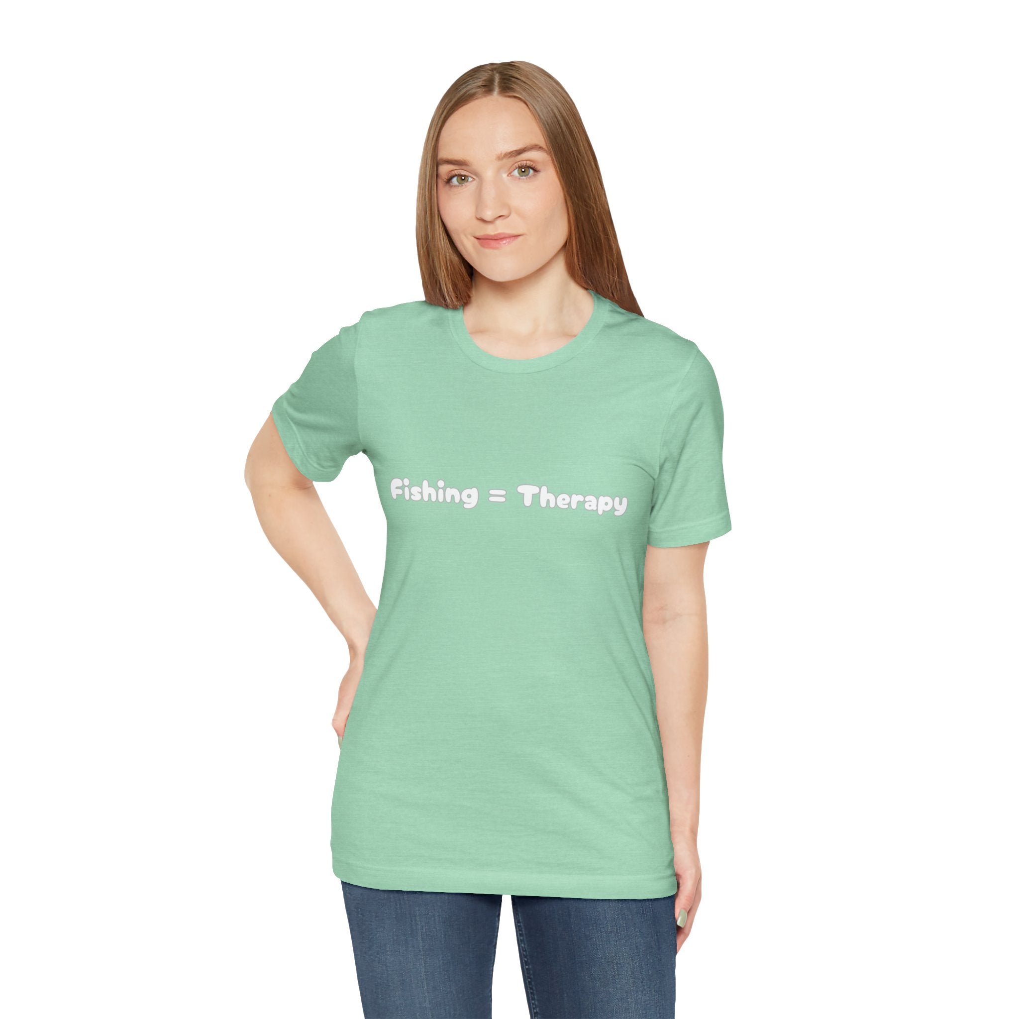 Unisex  "Fishing = Therapy" Jersey Short Sleeve Tee.