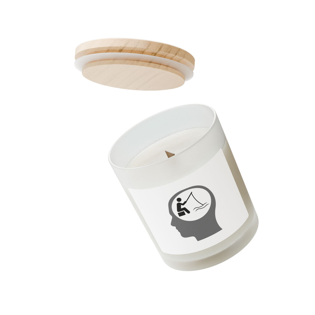 "Fishing On The Brain" Frosted Glass Candle, 11oz. #fishing #fisherman #outdoors