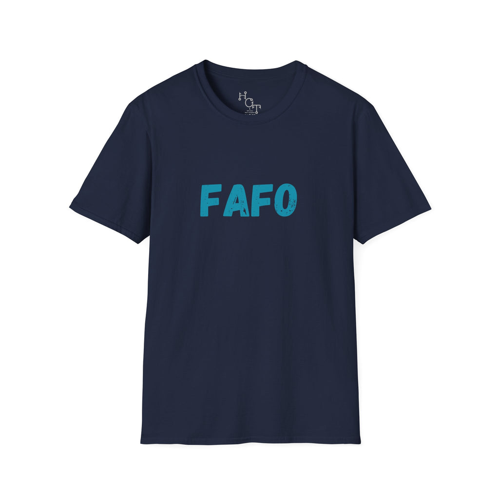 Humorous Unisex Softstyle T-Shirt - "Fish Around and Find Out - FAFO" Shark Design