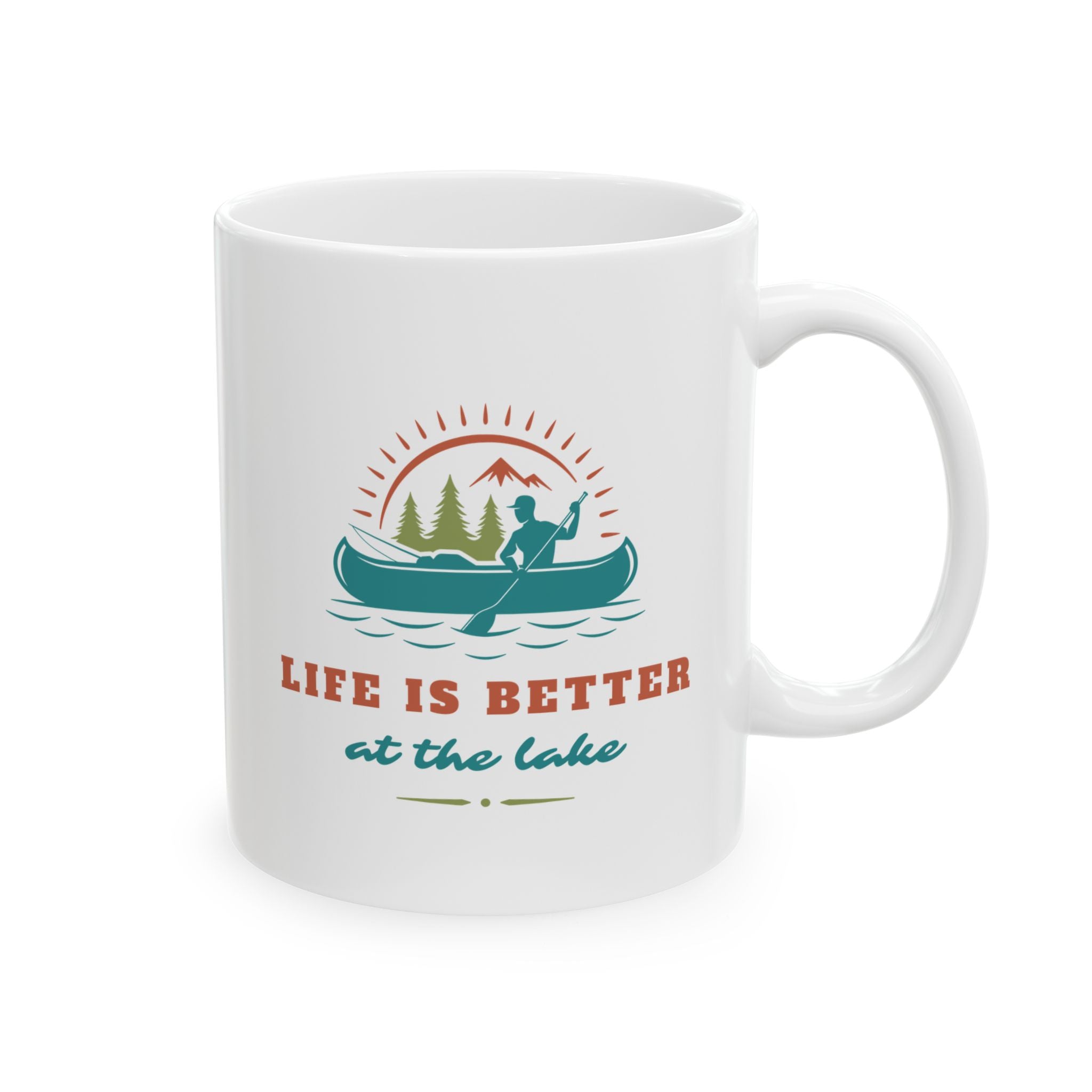 "Life Is Better At The Lake" Ceramic Mug — Lake Lover Coffee Cup (11oz/15oz)