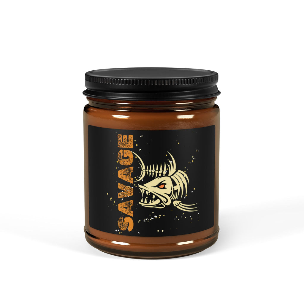 "Savage" Funny Fishing Amber Soy Candle (Masculine) — Gift for Anglers