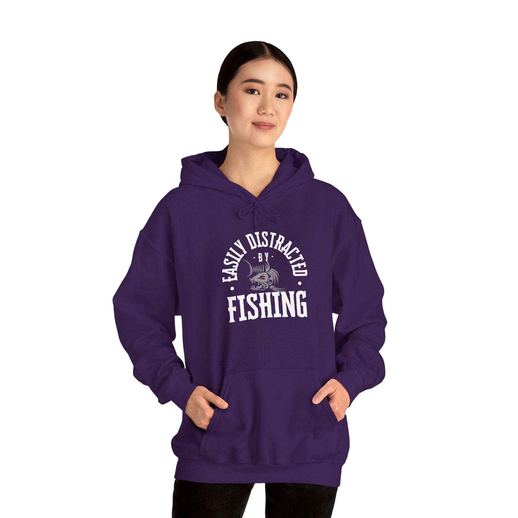 "Easily Distracted by Fishing" Hoodie - Unisex Heavy Blend Sweatshirt for Fishing Lovers