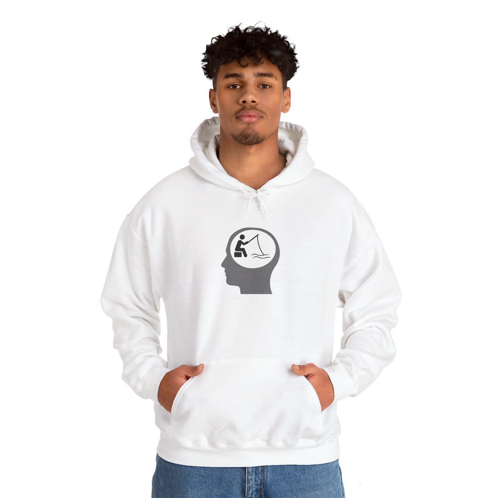 "Fishing On The Brain" Hoodie - Unisex Heavy Blend Sweatshirt with Relaxing Design