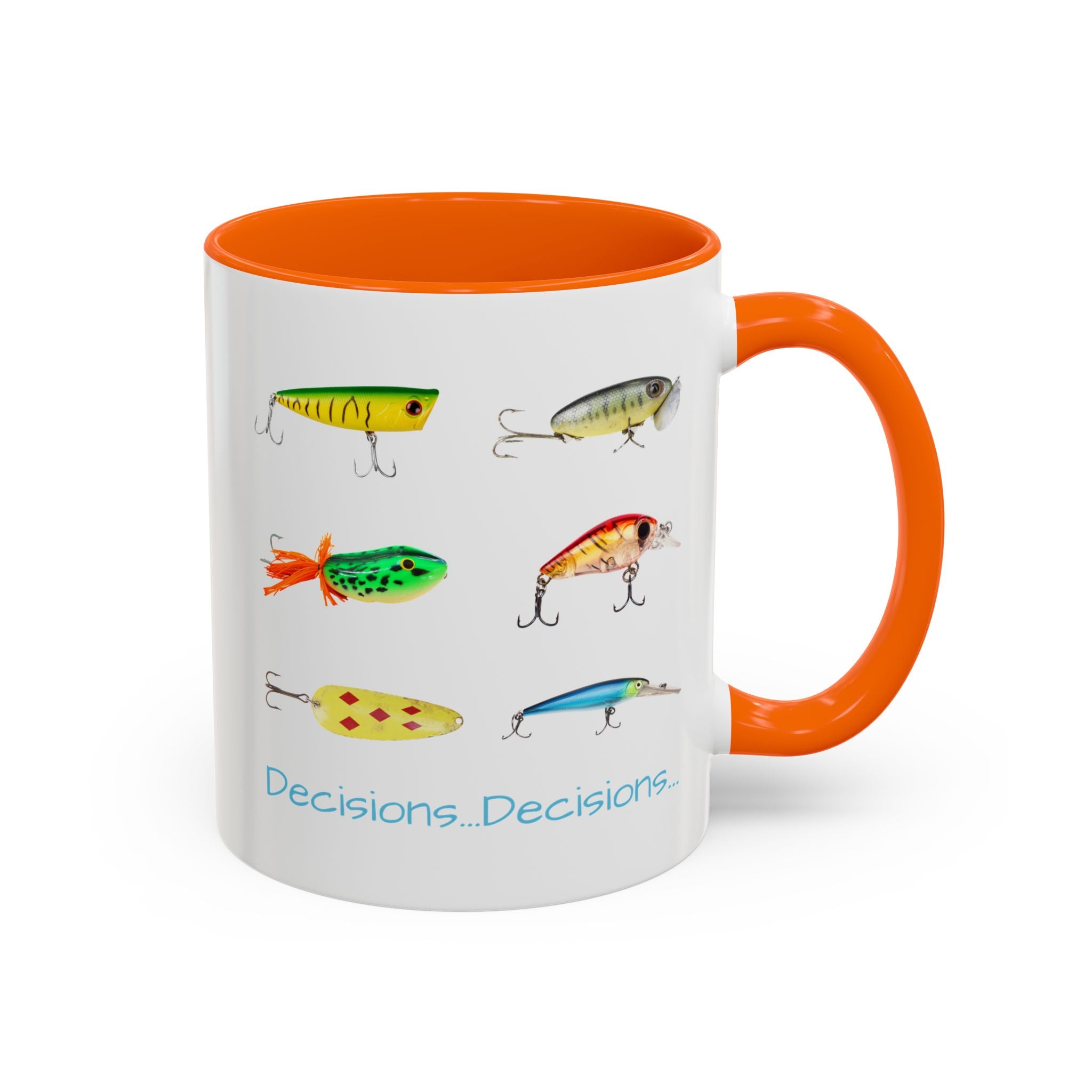 Angler's Accent Coffee Mug - "Decisions...Decisions..." Perfect for Fishing Enthusiasts