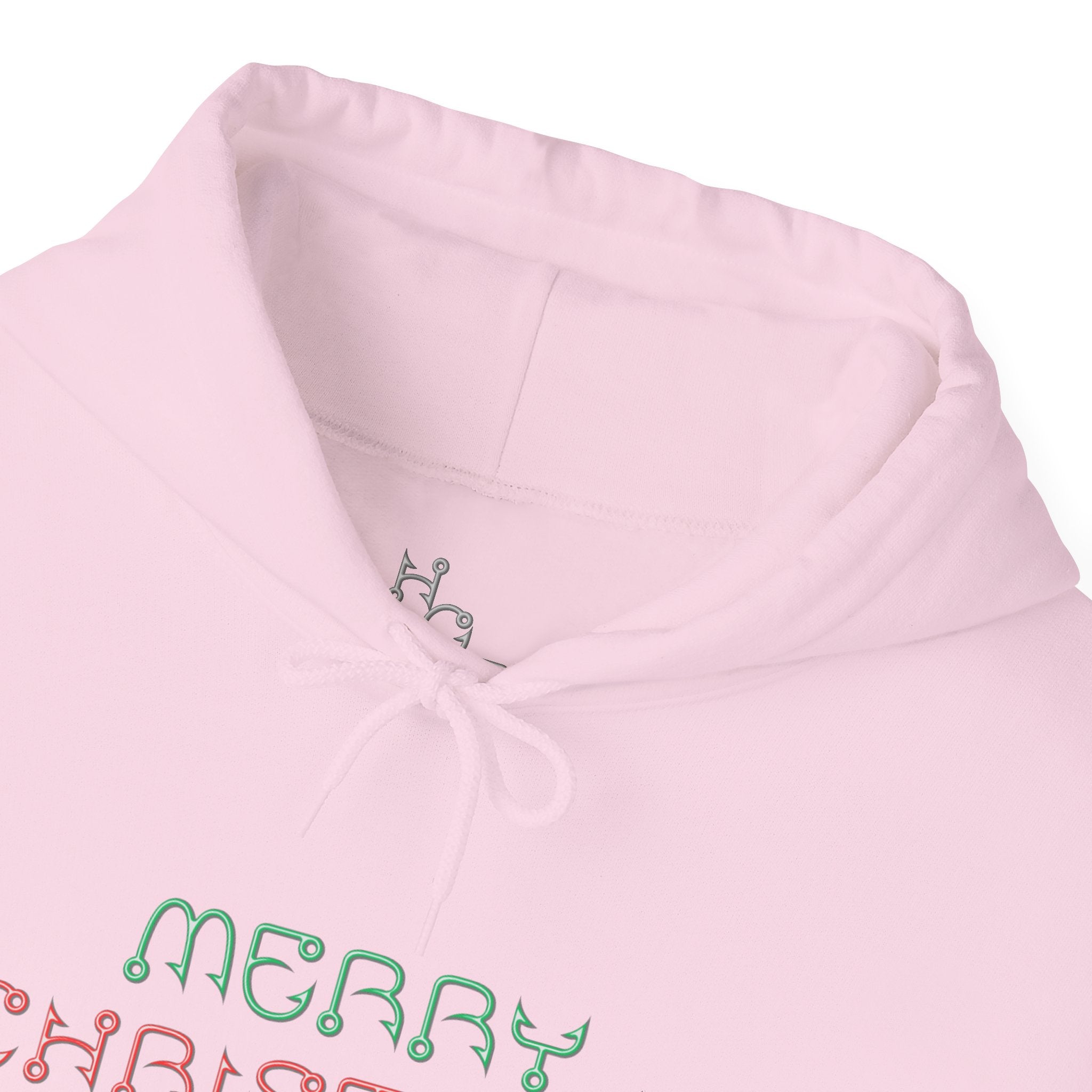 Merry Christmas Fishing Hook Script Hoodie — Cozy Holiday Sweatshirt