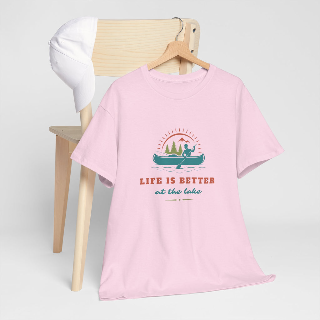 Life is Better at the Lake Unisex Heavy Cotton T-Shirt - Comfortable Outdoor Shirt