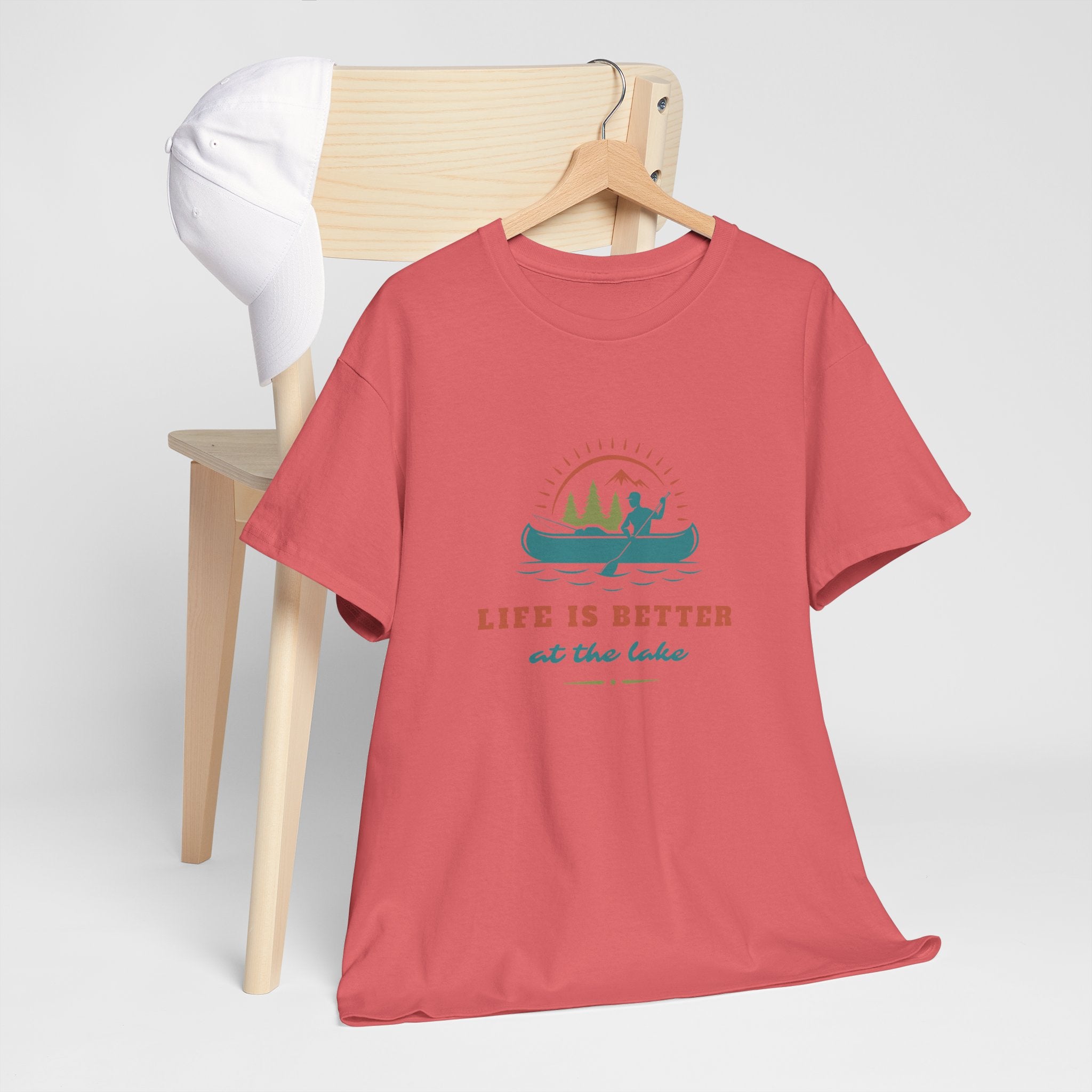 Life is Better at the Lake Unisex Heavy Cotton T-Shirt - Comfortable Outdoor Shirt
