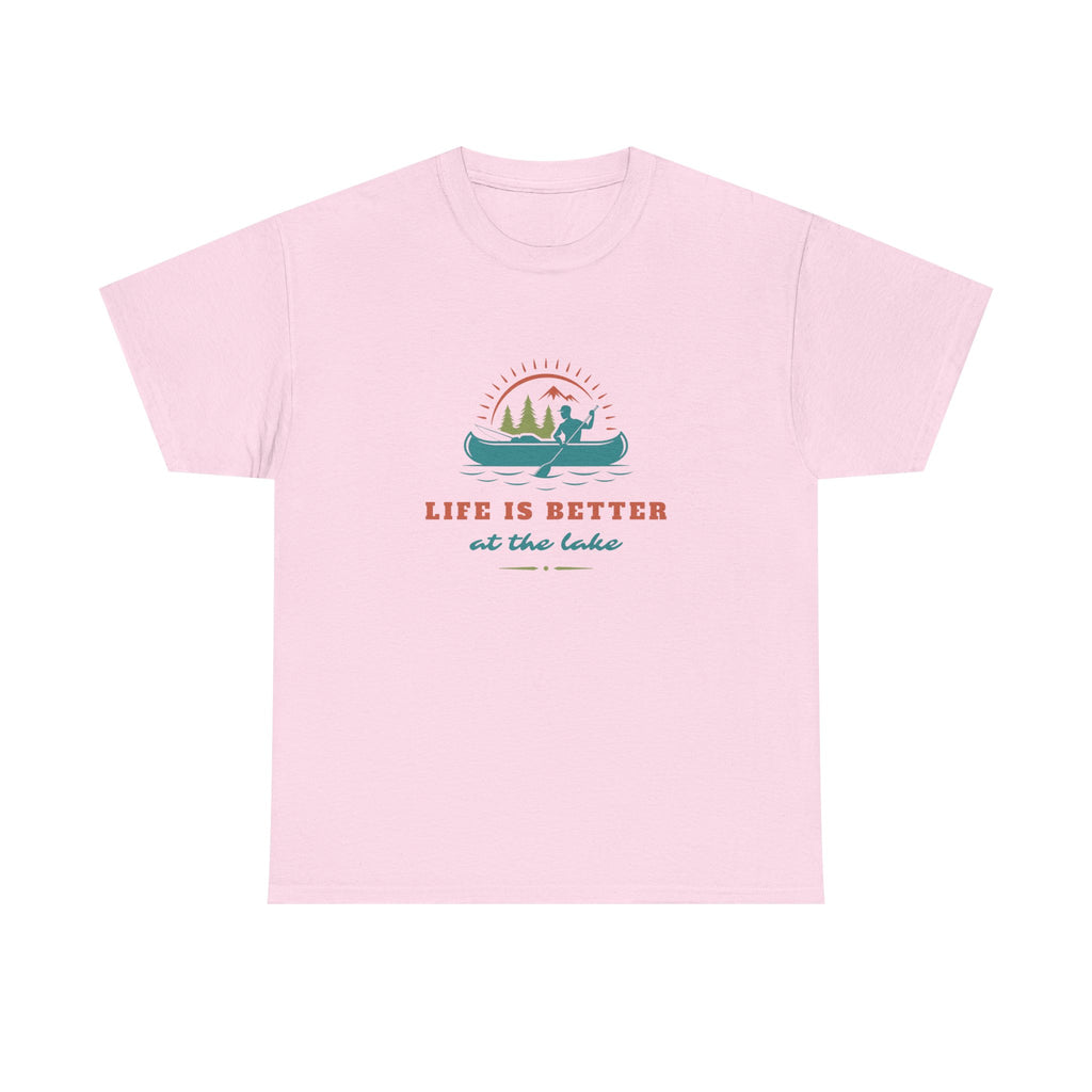 Life is Better at the Lake Unisex Heavy Cotton T-Shirt - Comfortable Outdoor Shirt