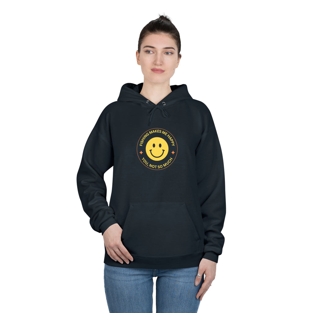 Unisex Eco-Friendly Hoodie "Fishing Makes Me Happy" - Perfect for Casual Outings and Gifting