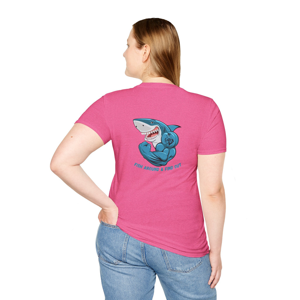 Humorous Unisex Softstyle T-Shirt - "Fish Around and Find Out - FAFO" Shark Design