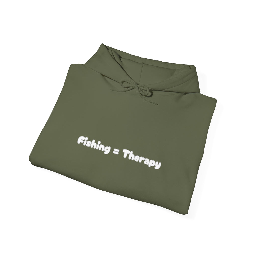 "Fishing = Therapy" Unisex Heavy Blend Hoodie - Perfect Gift for Anglers & Outdoor Lovers