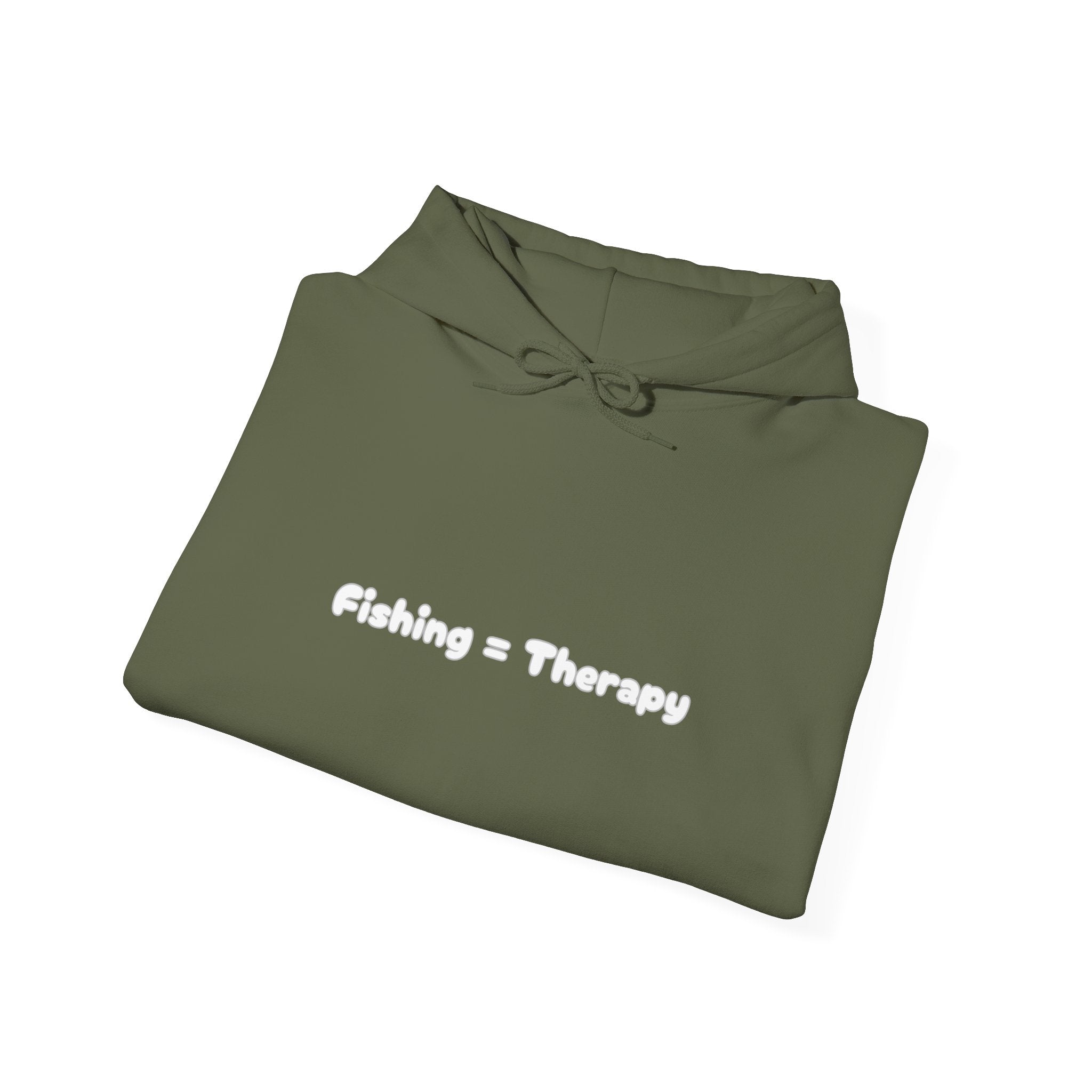 "Fishing = Therapy" Unisex Heavy Blend Hoodie - Perfect Gift for Anglers & Outdoor Lovers