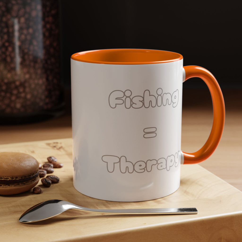 "Fishing = Therapy" Accent Coffee Mug (11, 15oz)