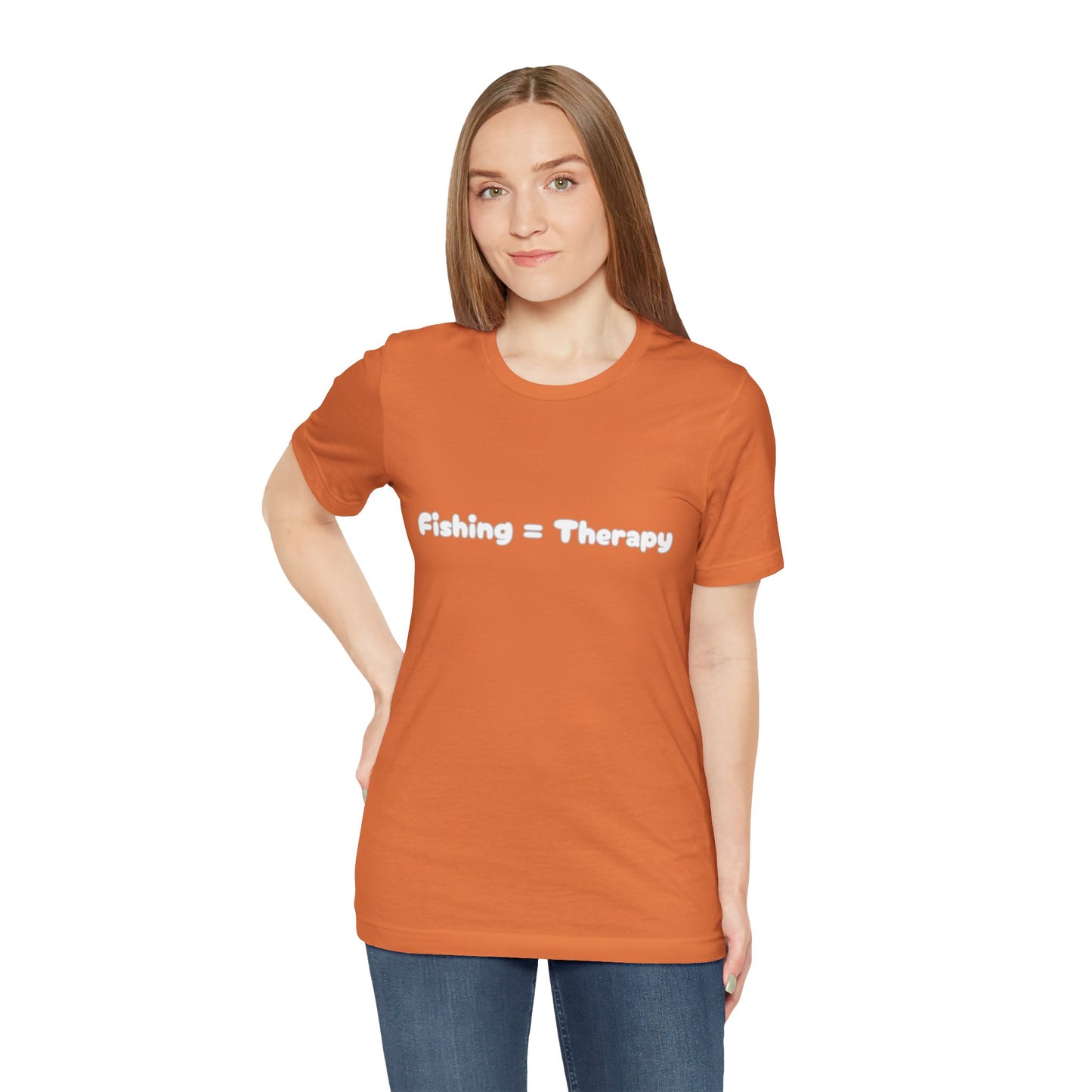 Unisex  "Fishing = Therapy" Jersey Short Sleeve Tee.