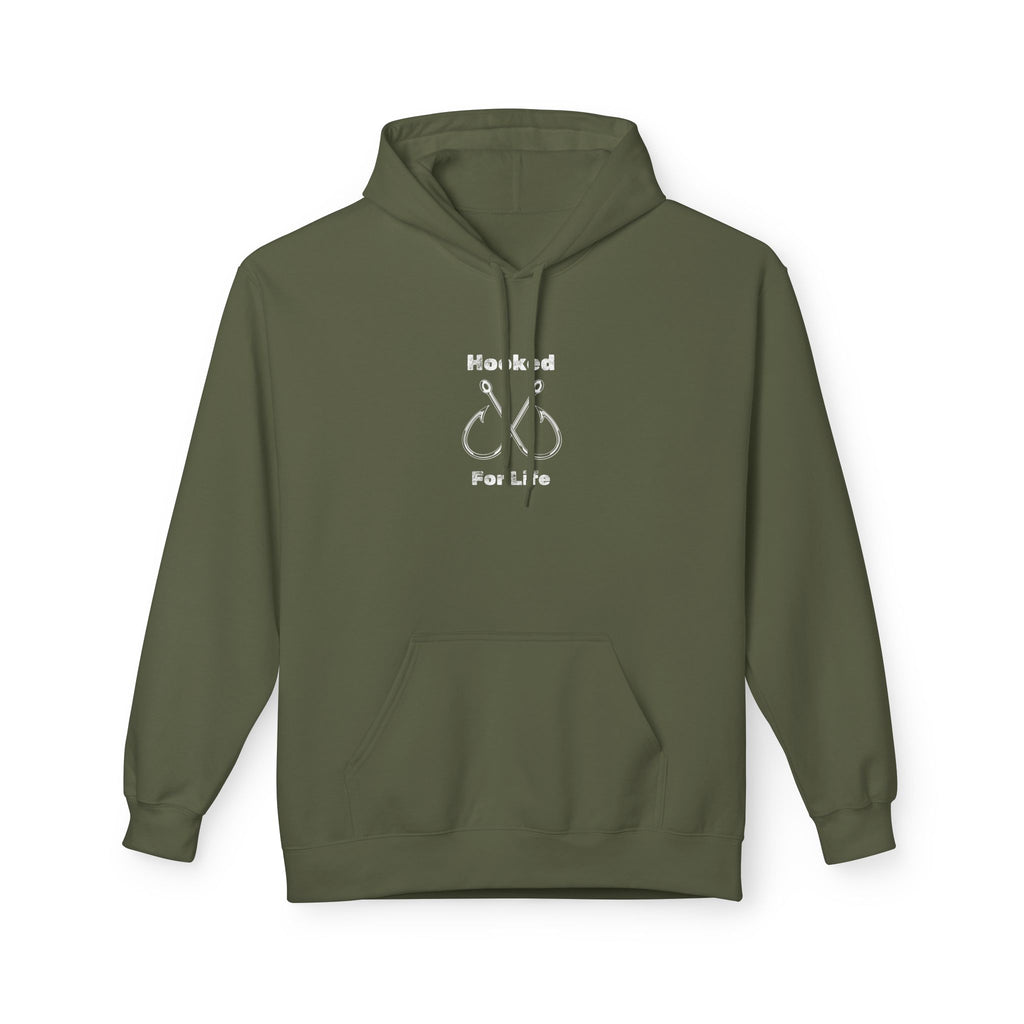 "Hooked for Life" Unisex Midweight Fleece Hoodie - Perfect for Fishing Enthusiasts