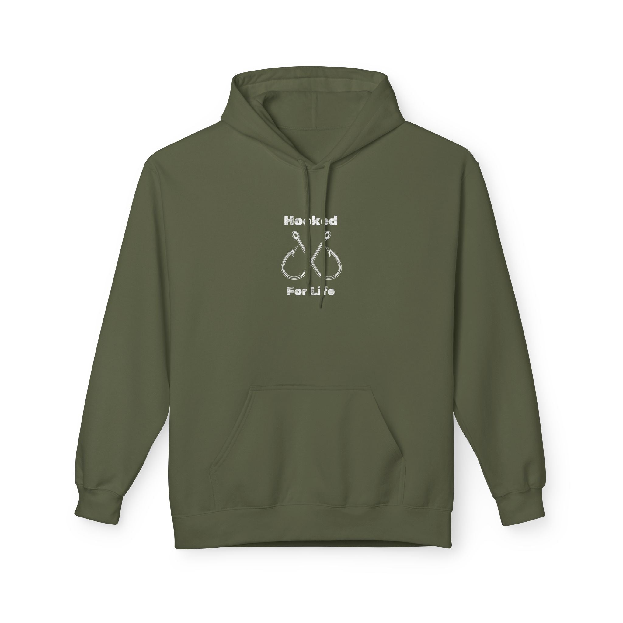 "Hooked for Life" Unisex Midweight Fleece Hoodie - Perfect for Fishing Enthusiasts