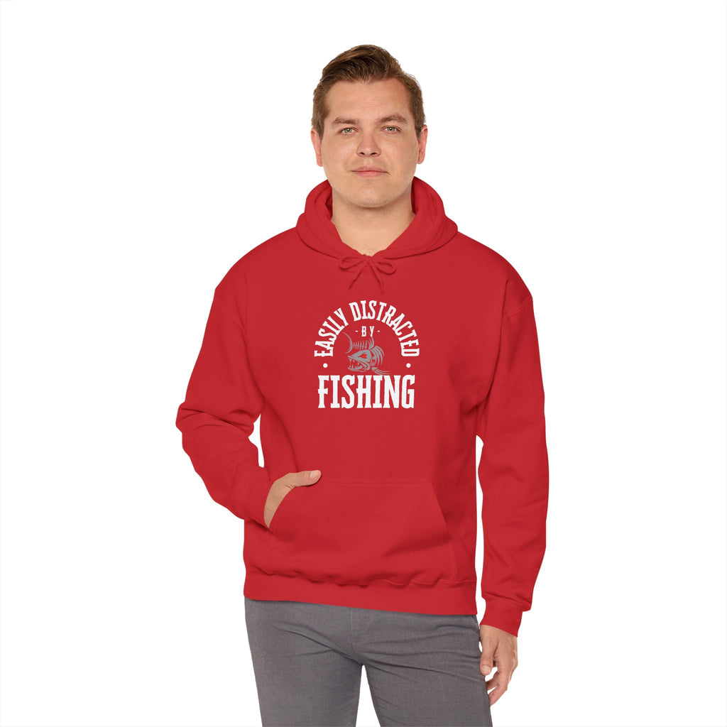 "Easily Distracted by Fishing" Hoodie - Unisex Heavy Blend Sweatshirt for Fishing Lovers