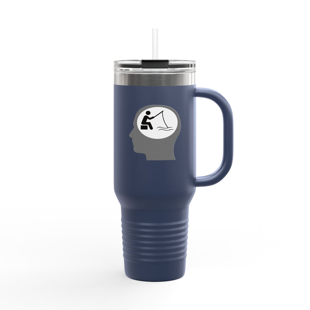 "Fishing on the Brain" Insulated Travel Mug - 40oz, Perfect for Outdoor Adventures
