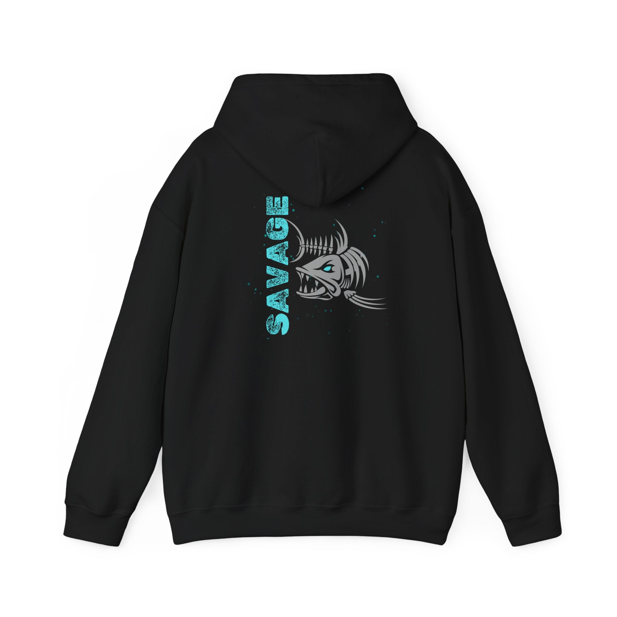 "Savage" Fish Hoodie - Retro Aqua Graphic Hooded Sweatshirt