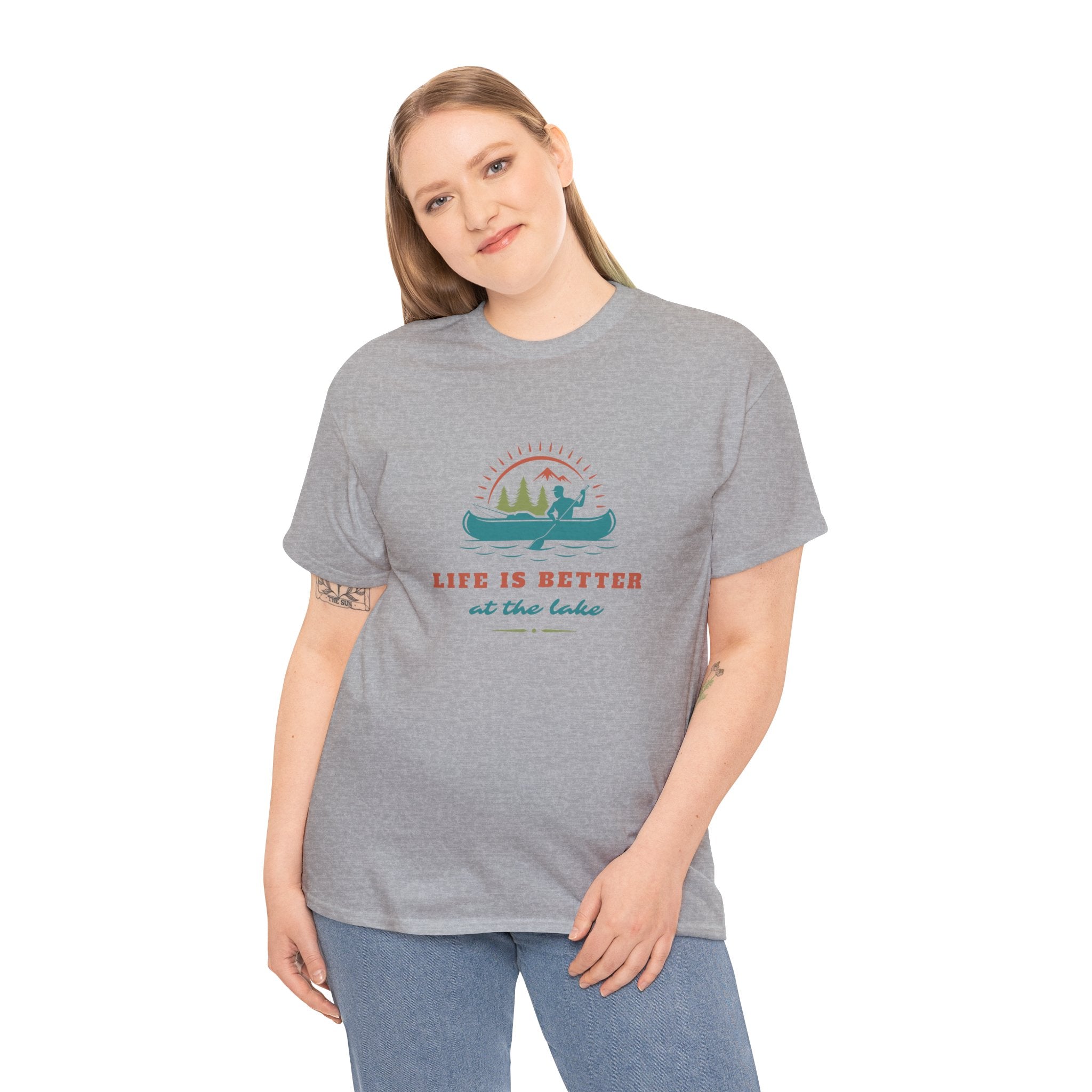 Life is Better at the Lake Unisex Heavy Cotton T-Shirt - Comfortable Outdoor Shirt