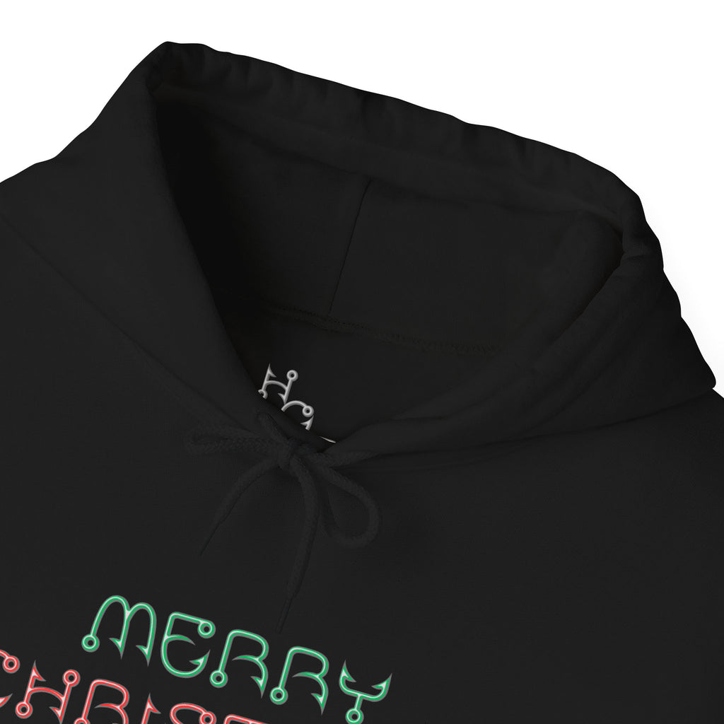 Merry Christmas Fishing Hook Script Hoodie — Cozy Holiday Sweatshirt