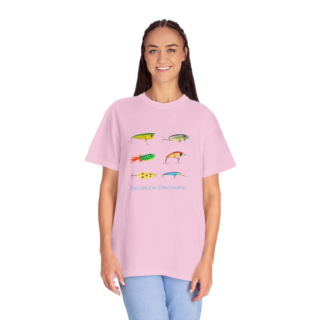 Unisex Fishing Theme T-Shirt - "Decisions, Decisions" Graphic Tee