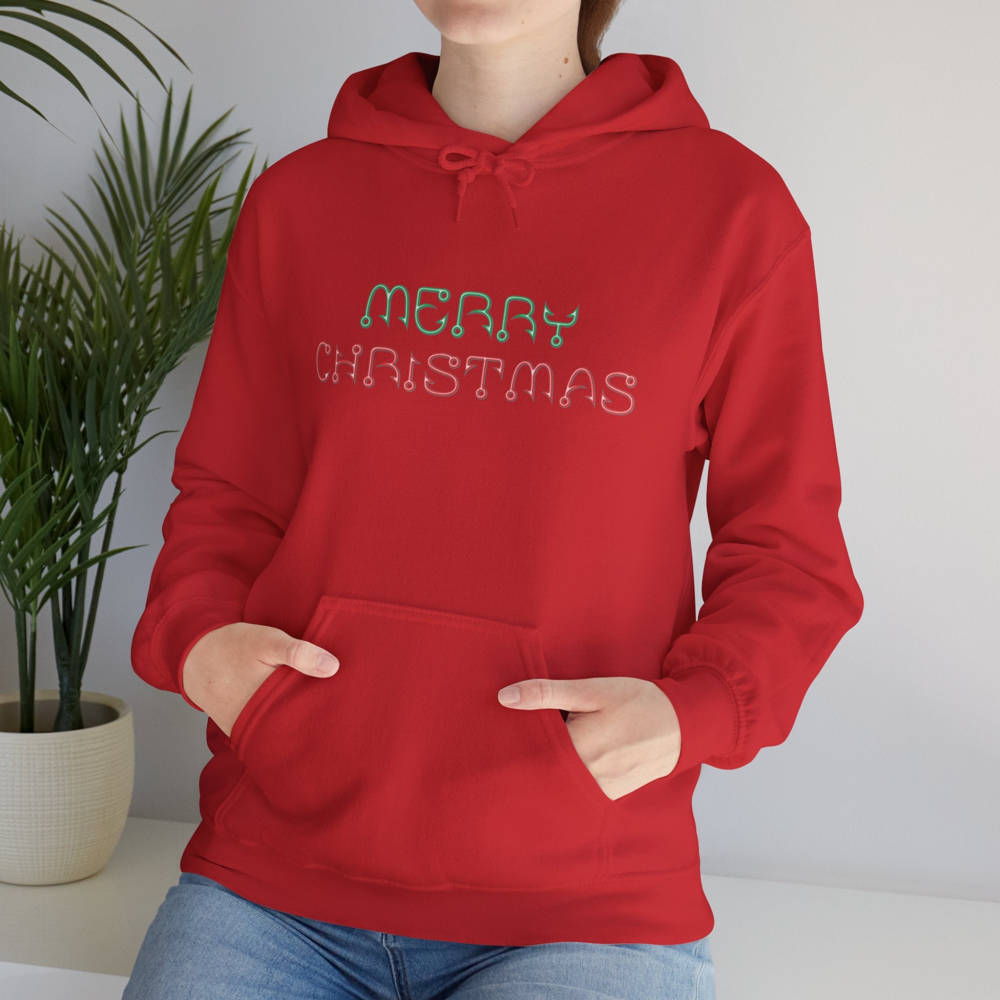 Merry Christmas Fishing Hook Script Hoodie — Cozy Holiday Sweatshirt