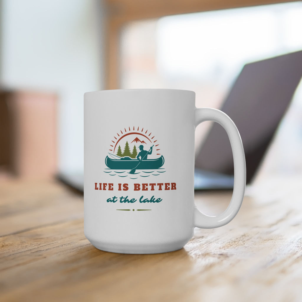 "Life Is Better At The Lake" Fishing Lifestyle Ceramic Mug (11oz/15oz) — Gift for Anglers