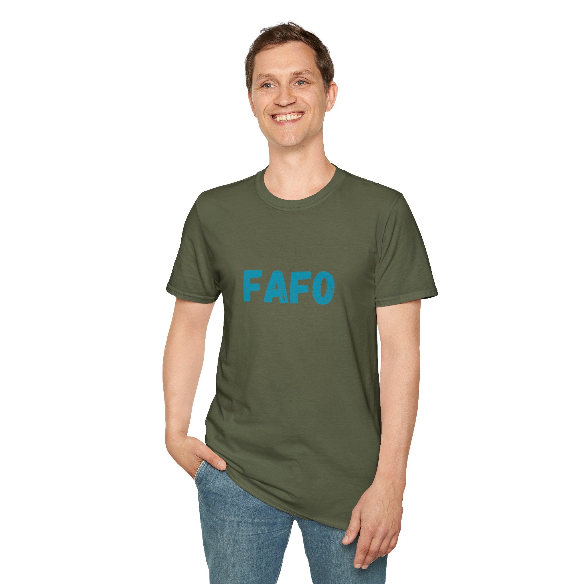 Humorous Unisex Softstyle T-Shirt - "Fish Around and Find Out - FAFO" Shark Design
