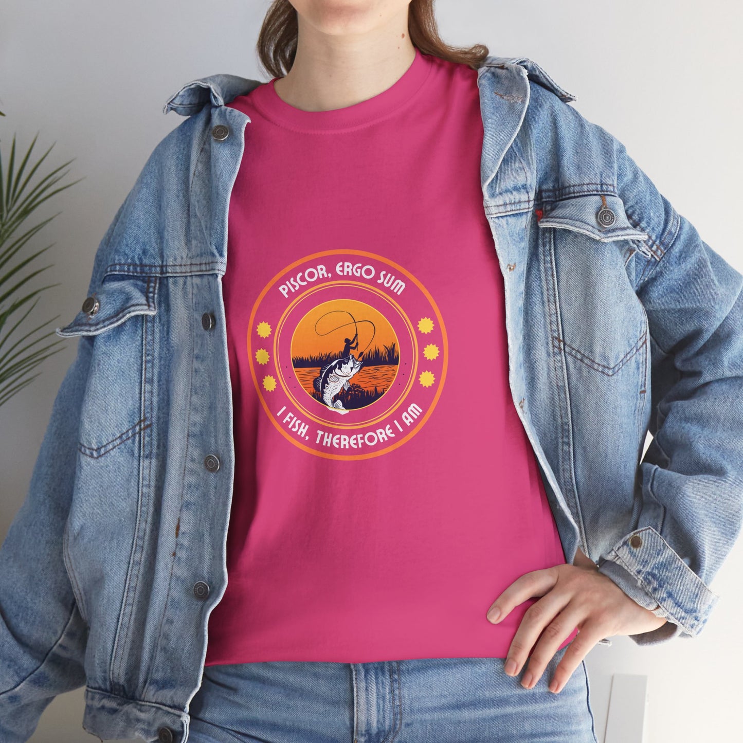 "I Fish, Therefore I Am" Unisex Heavy Cotton Tee - Graphic T-Shirt with Fishing Motif