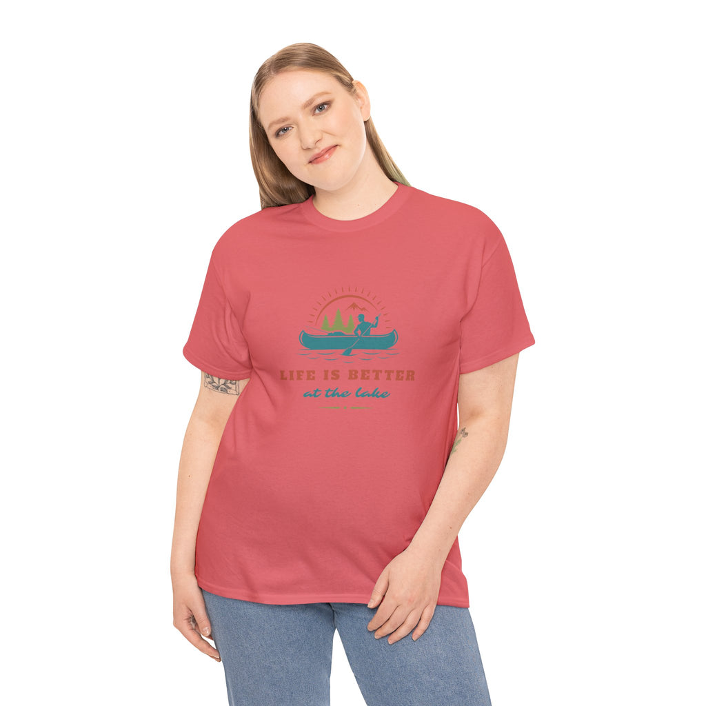 Life is Better at the Lake Unisex Heavy Cotton T-Shirt - Comfortable Outdoor Shirt