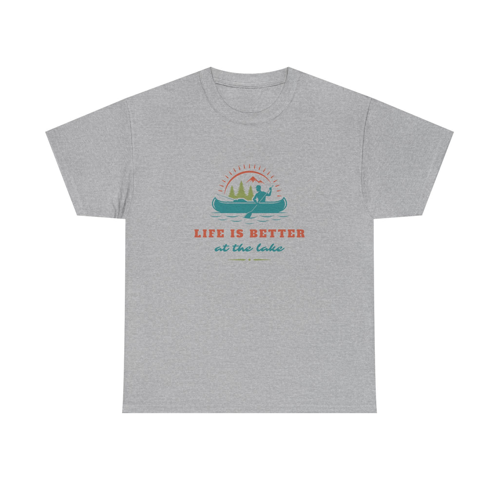 Life is Better at the Lake Unisex Heavy Cotton T-Shirt - Comfortable Outdoor Shirt