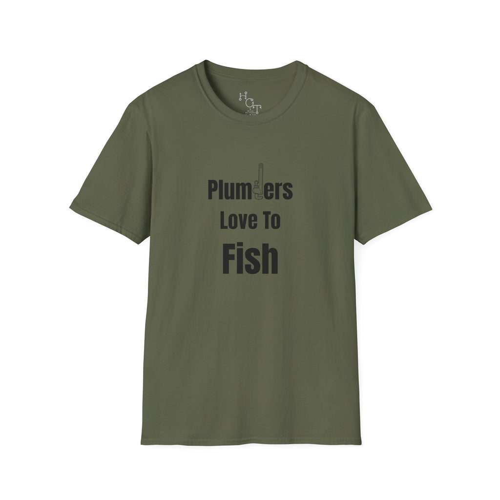 Plumbers Love To Fish T-Shirt — Funny Plumbing Fisherman Tee