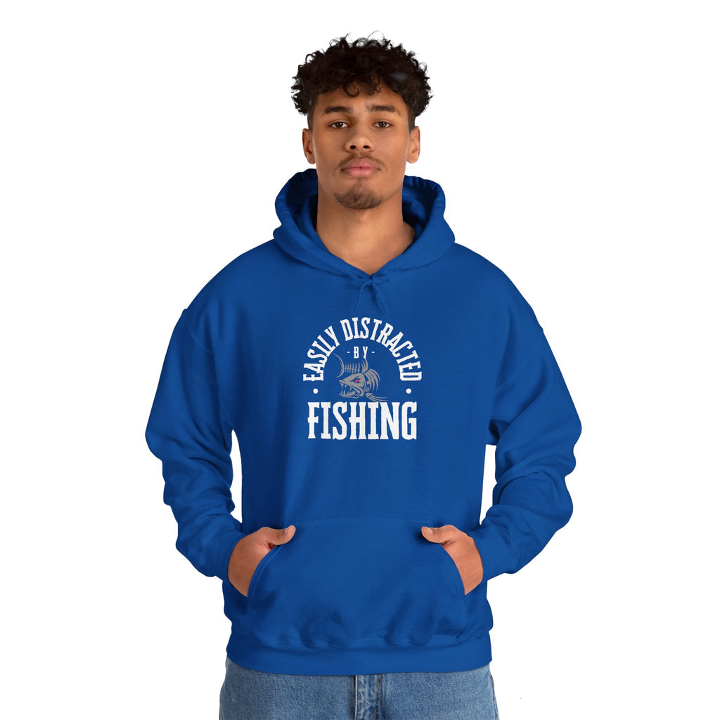 "Easily Distracted by Fishing" Hoodie - Unisex Heavy Blend Sweatshirt for Fishing Lovers